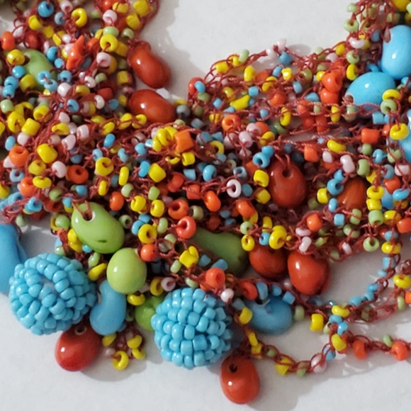 Set earrings necklace seed beads czech hearts Artisan handmade vintage estate - Picture 2 of 16